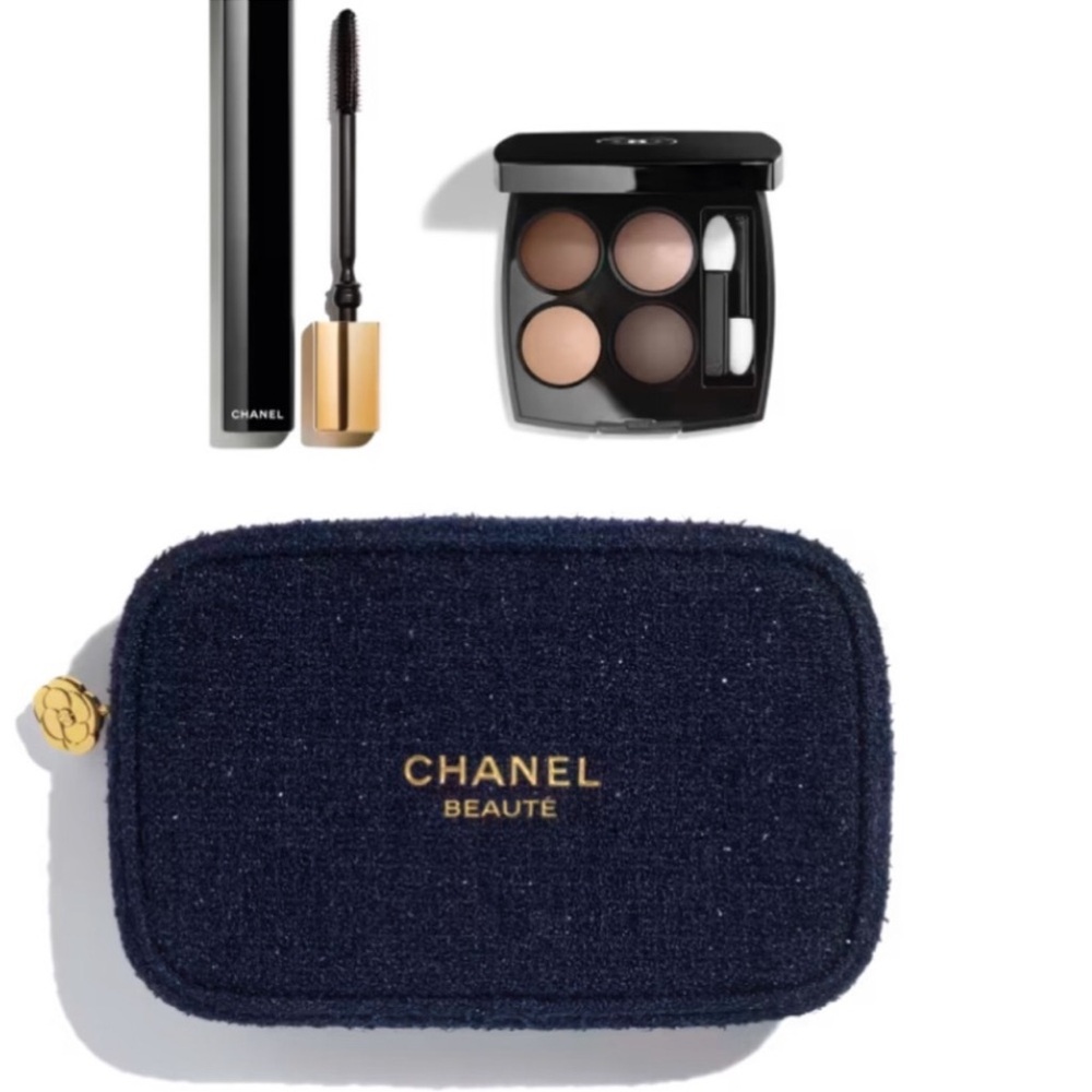 CHANEL Mascara and Eyeshadow Set with Black and Brown Shades